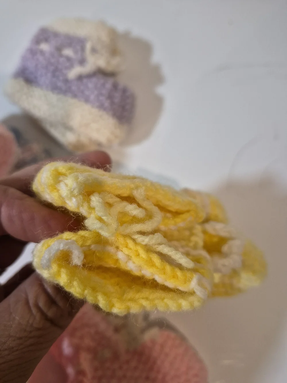 Hand-Knit Pastel Baby Booties - Pink, Yellow, Lavender, Blue, Cream
